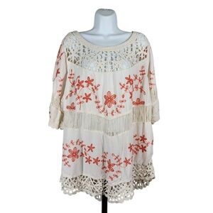 EST. 1946 EMBROIDERED AND CROCHET BLOUSE